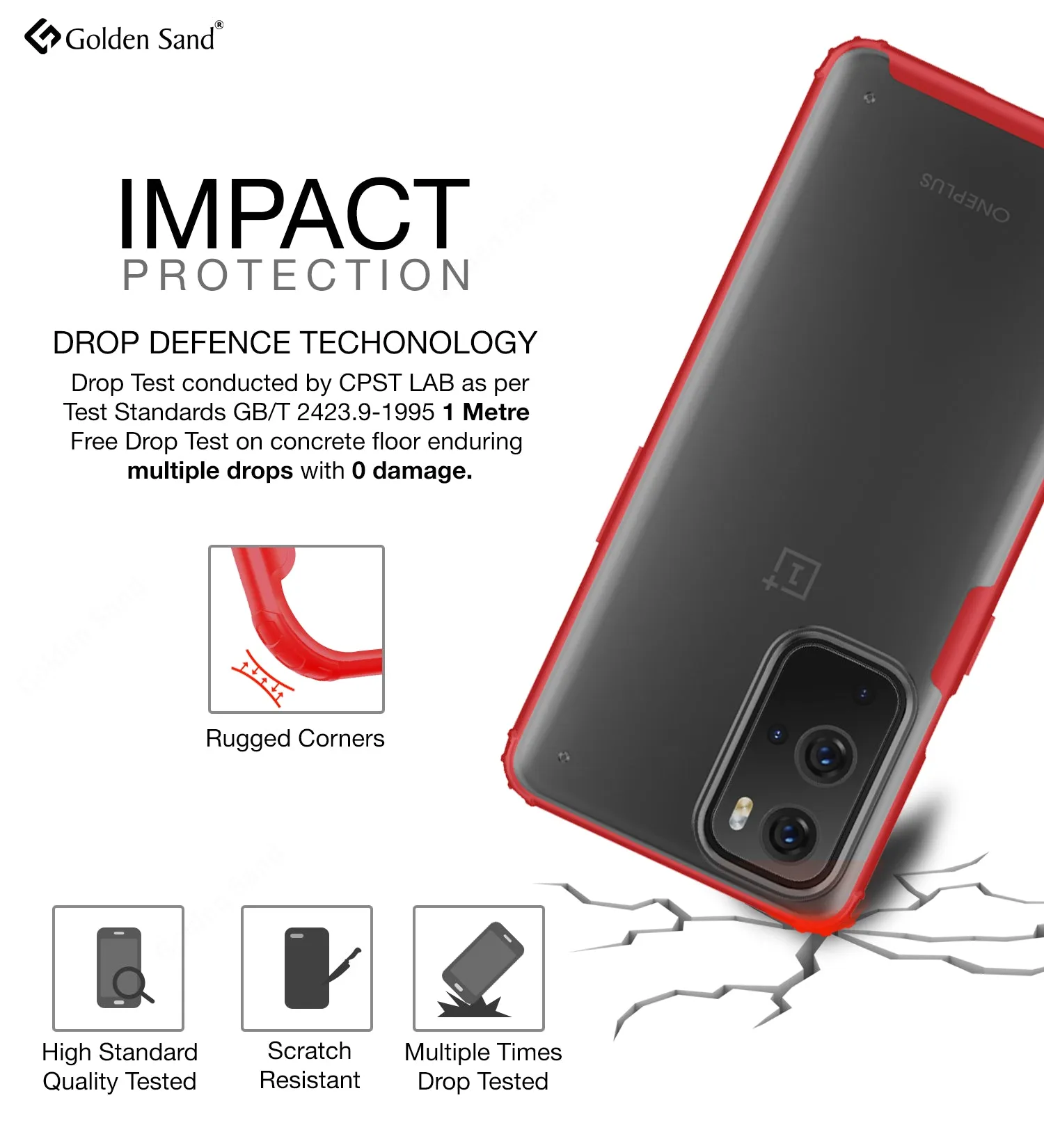 Rugged Frosted Semi Transparent PC Shock Proof Slim Back Cover for OnePlus 9 Pro, 6.7 inch, Red