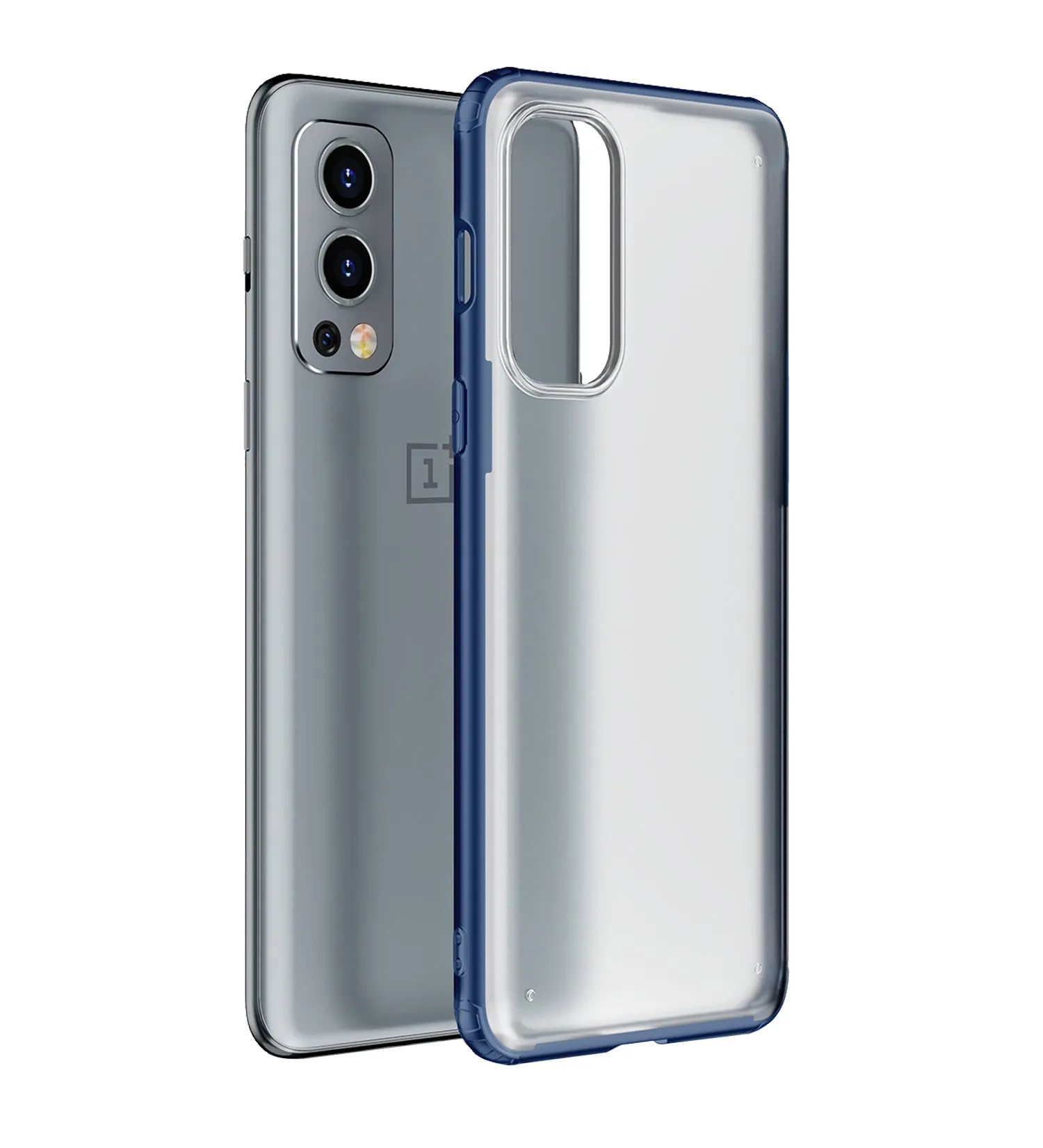 Rugged Frosted Semi Transparent PC Shock Proof Slim Back Cover for OnePlus Nord 2 5G, 6.43 inch, Blue