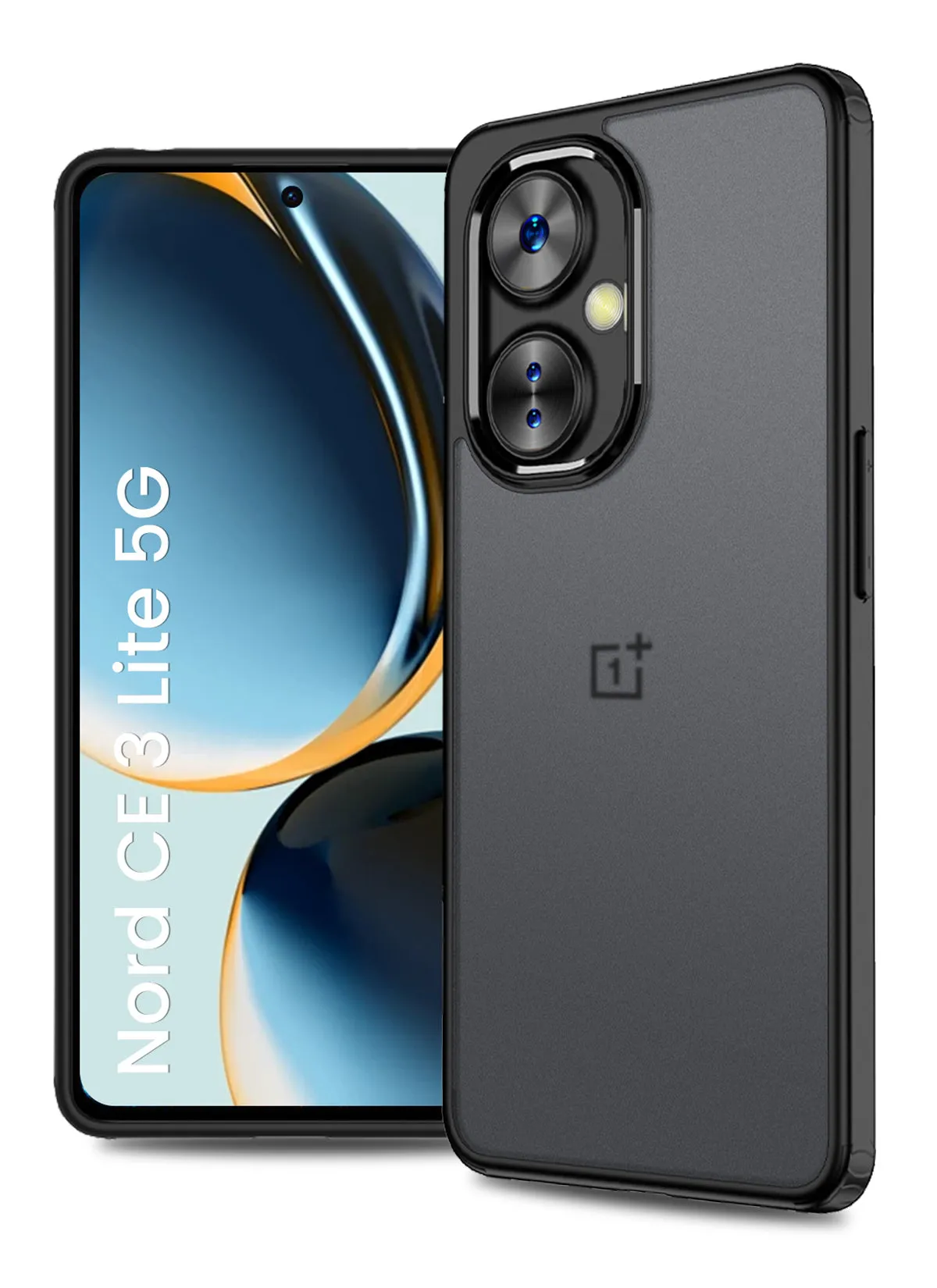 Rugged Frosted Semi Transparent PC Shock Proof Slim Back Cover for OnePlus Nord CE 3 Lite 5G, 6.72 inch, Black