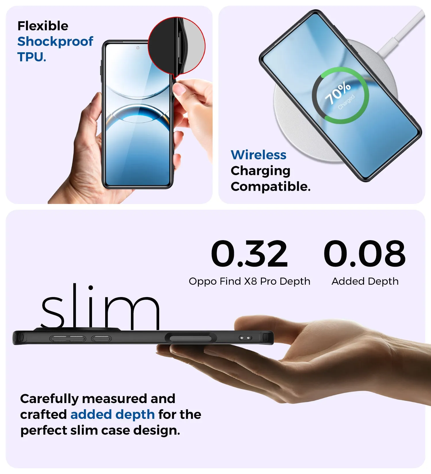 Rugged Frosted Semi Transparent PC Shock Proof Slim Back Cover for Oppo Find X8 Pro 5G, 6.78 inch, Black