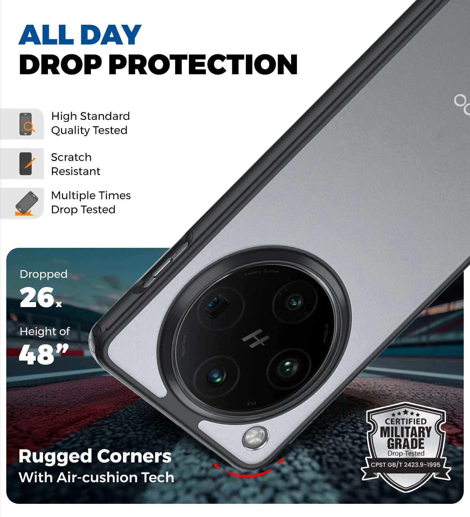 Rugged Frosted Semi Transparent PC Shock Proof Slim Back Cover for Oppo Find X8 Pro 5G, 6.78 inch, Black