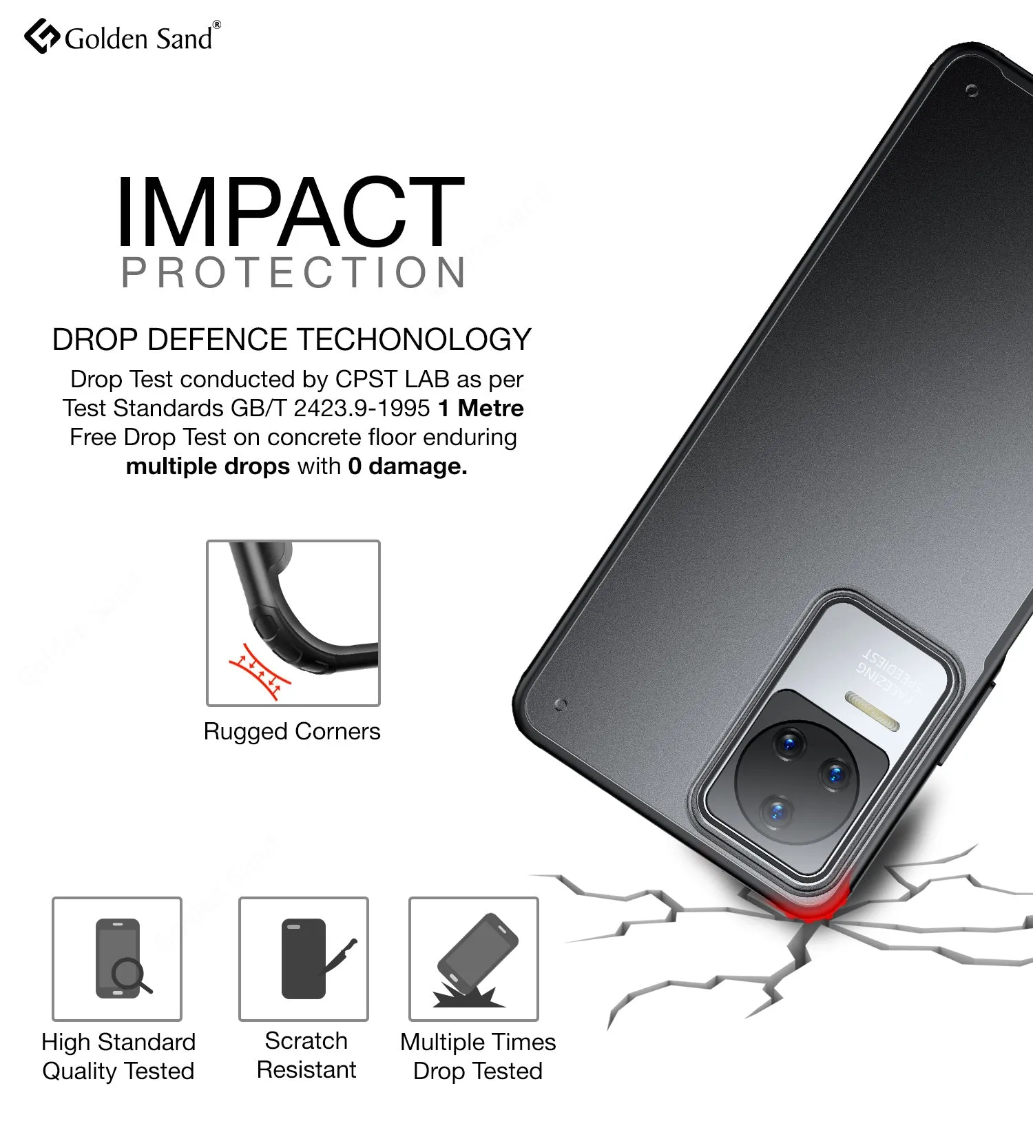 Rugged Frosted Semi Transparent PC Shock Proof Slim Back Cover for POCO F4 5G, 6.67 inch, Black
