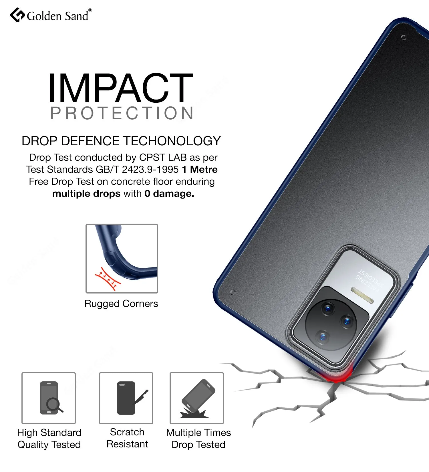 Rugged Frosted Semi Transparent PC Shock Proof Slim Back Cover for POCO F4 5G, 6.67 inch, Blue