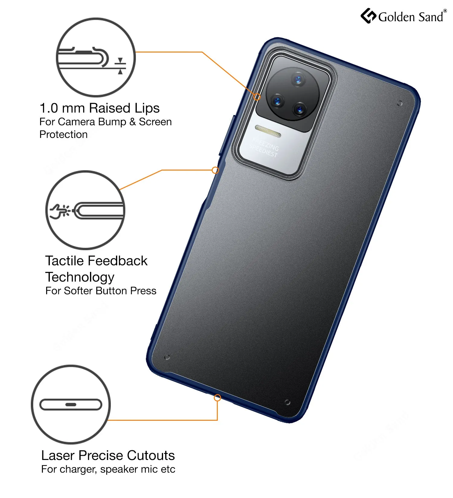 Rugged Frosted Semi Transparent PC Shock Proof Slim Back Cover for POCO F4 5G, 6.67 inch, Blue
