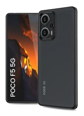 Rugged Frosted Semi Transparent PC Shock Proof Slim Back Cover for POCO F5 5G, 6.67 inch, Black