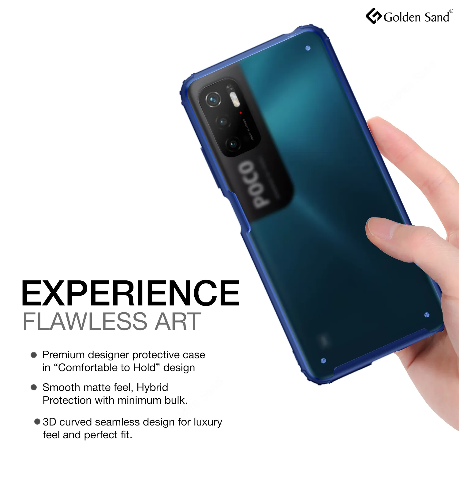 Rugged Frosted Semi Transparent PC Shock Proof Slim Back Cover for Poco M3 Pro 5G, 6.5 inch, Blue