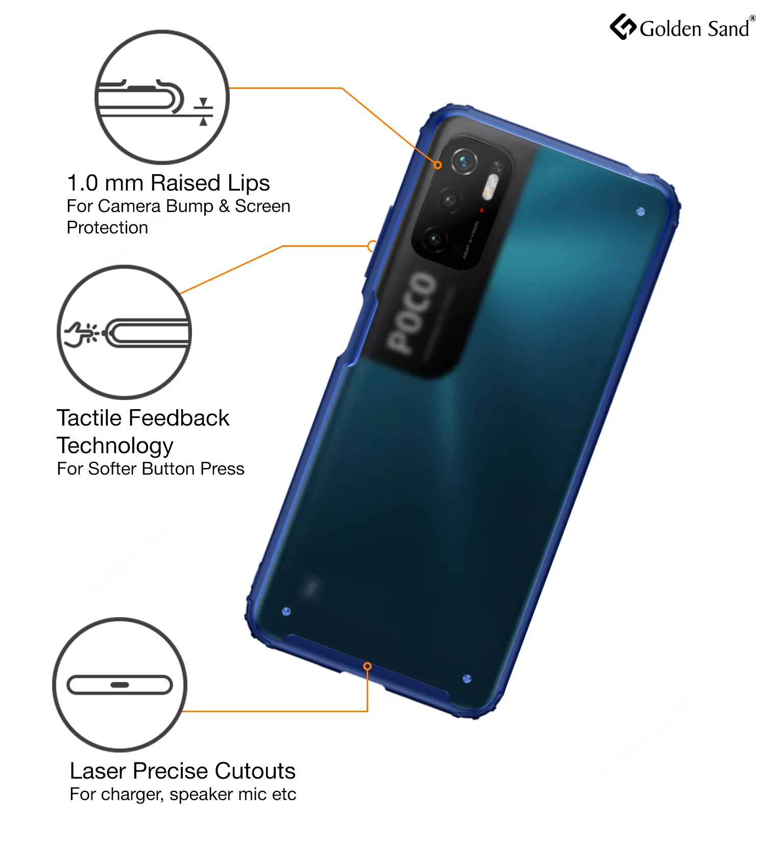 Rugged Frosted Semi Transparent PC Shock Proof Slim Back Cover for Poco M3 Pro 5G, 6.5 inch, Blue
