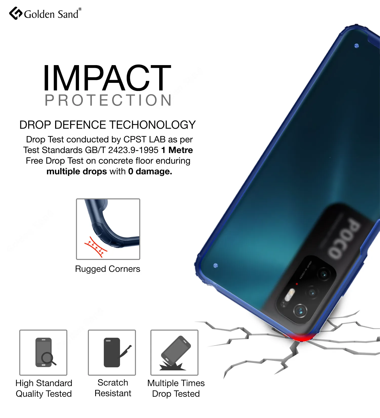 Rugged Frosted Semi Transparent PC Shock Proof Slim Back Cover for Poco M3 Pro 5G, 6.5 inch, Blue