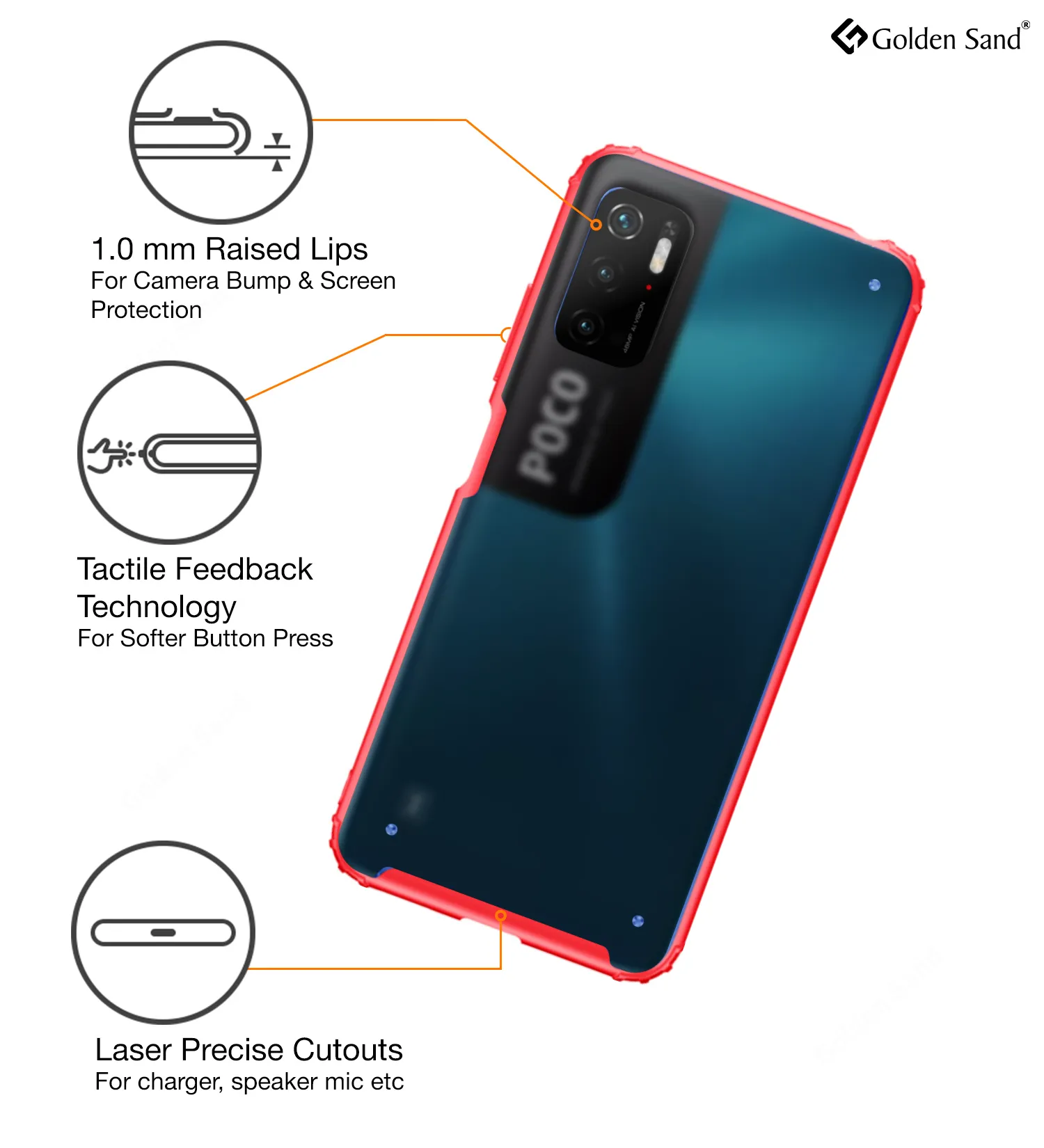 Rugged Frosted Semi Transparent PC Shock Proof Slim Back Cover for Poco M3 Pro 5G, 6.5 inch, Red