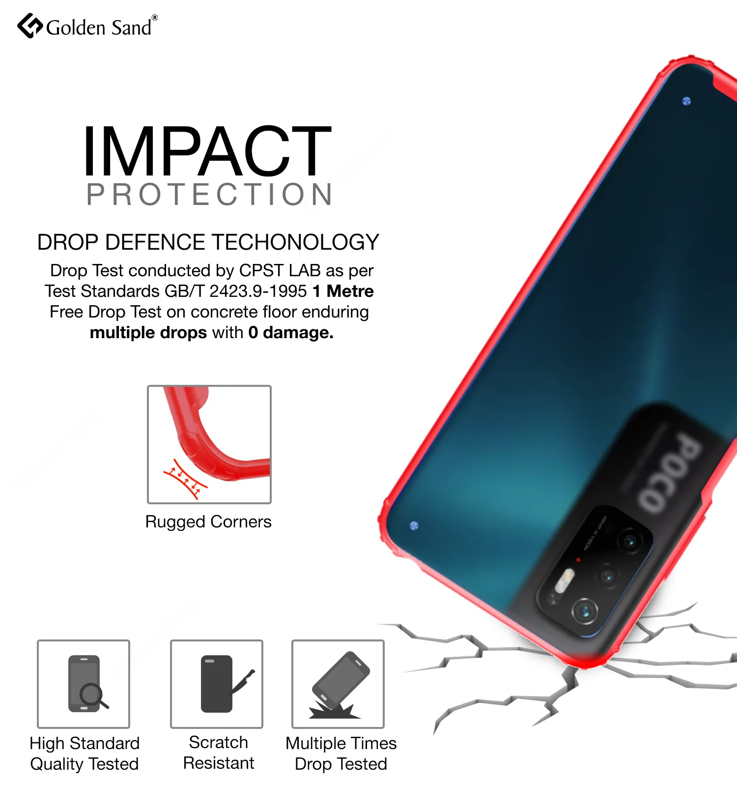 Rugged Frosted Semi Transparent PC Shock Proof Slim Back Cover for Poco M3 Pro 5G, 6.5 inch, Red