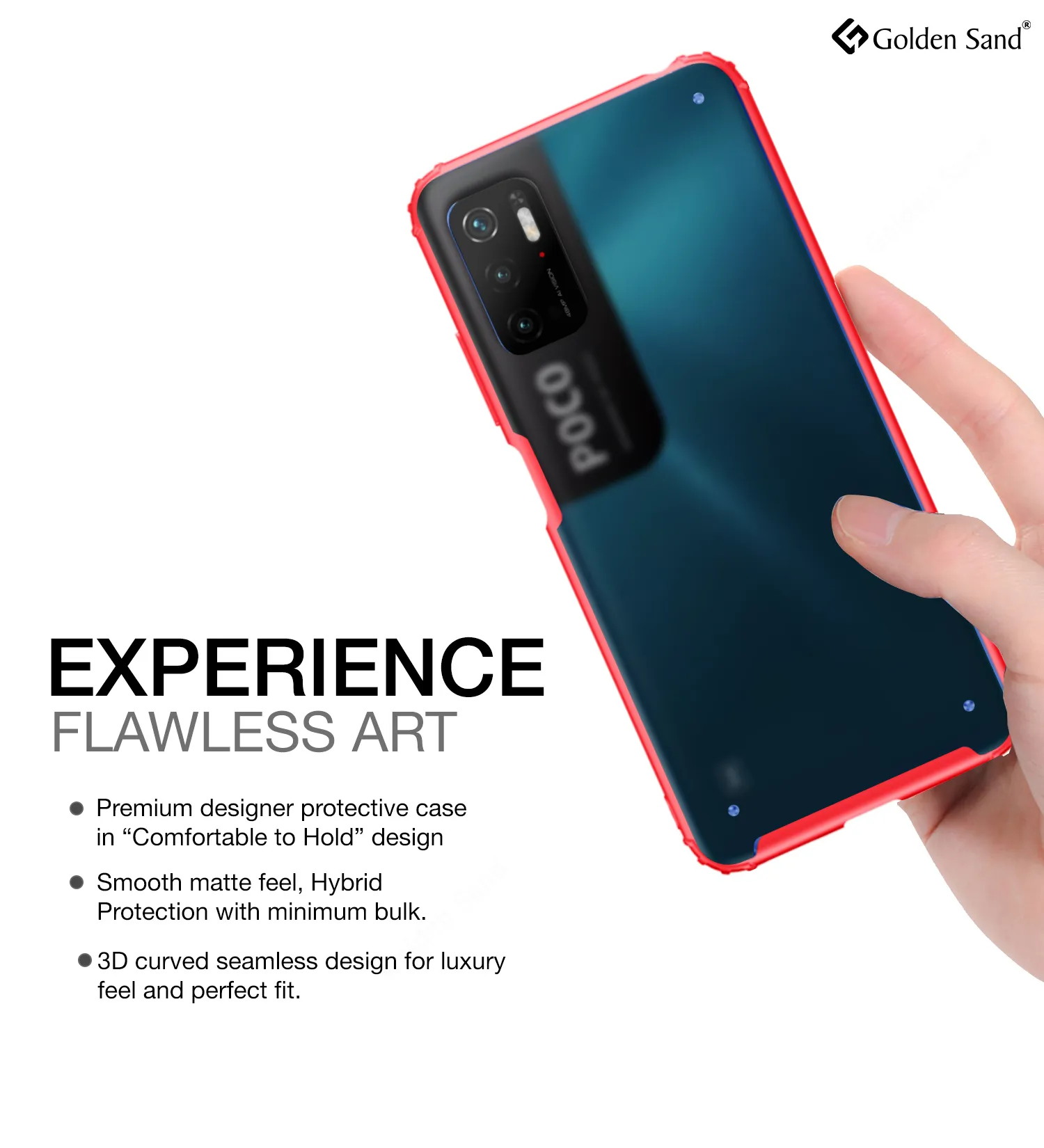 Rugged Frosted Semi Transparent PC Shock Proof Slim Back Cover for Poco M3 Pro 5G, 6.5 inch, Red