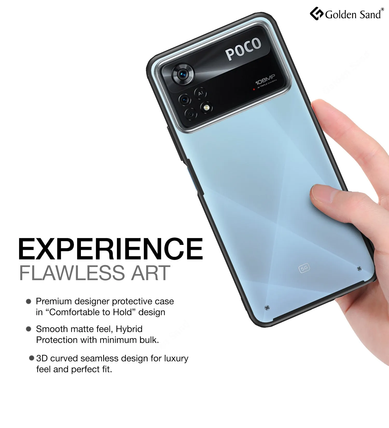 Rugged Frosted Semi Transparent PC Shock Proof Slim Back Cover for POCO X4 Pro 5G, 6.67 inch, Black