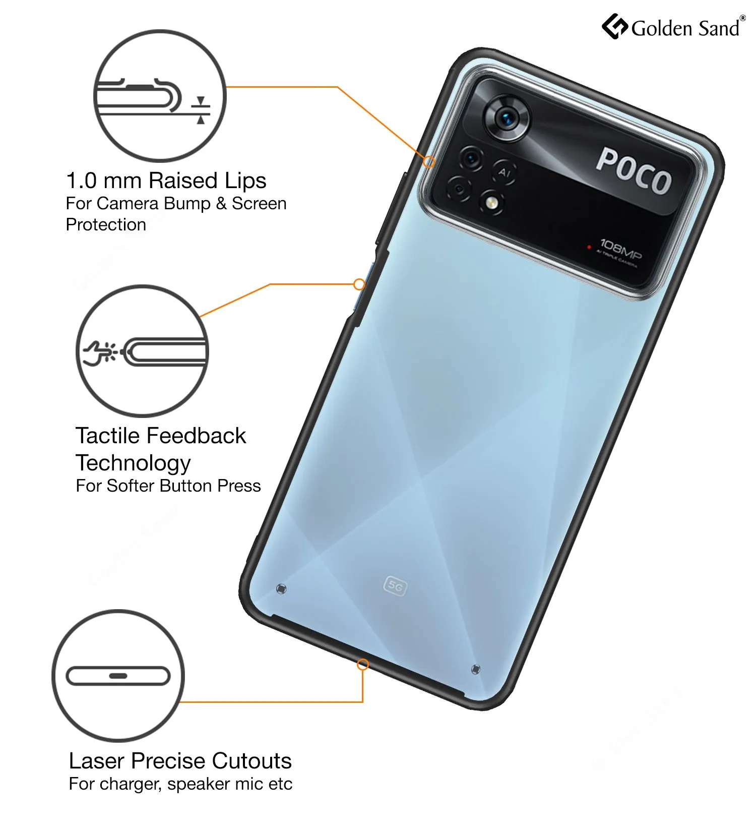 Rugged Frosted Semi Transparent PC Shock Proof Slim Back Cover for POCO X4 Pro 5G, 6.67 inch, Black