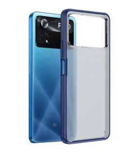 Rugged Frosted Semi Transparent PC Shock Proof Slim Back Cover for POCO X4 Pro 5G, 6.67 inch, Blue