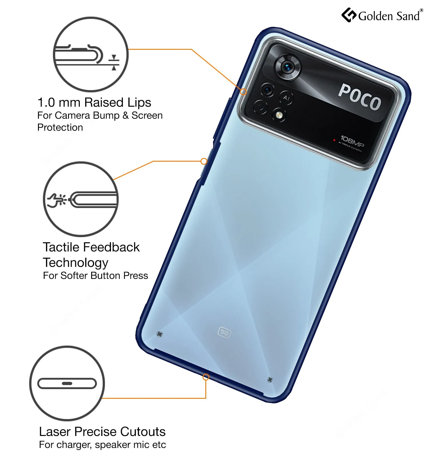 Rugged Frosted Semi Transparent PC Shock Proof Slim Back Cover for POCO X4 Pro 5G, 6.67 inch, Blue
