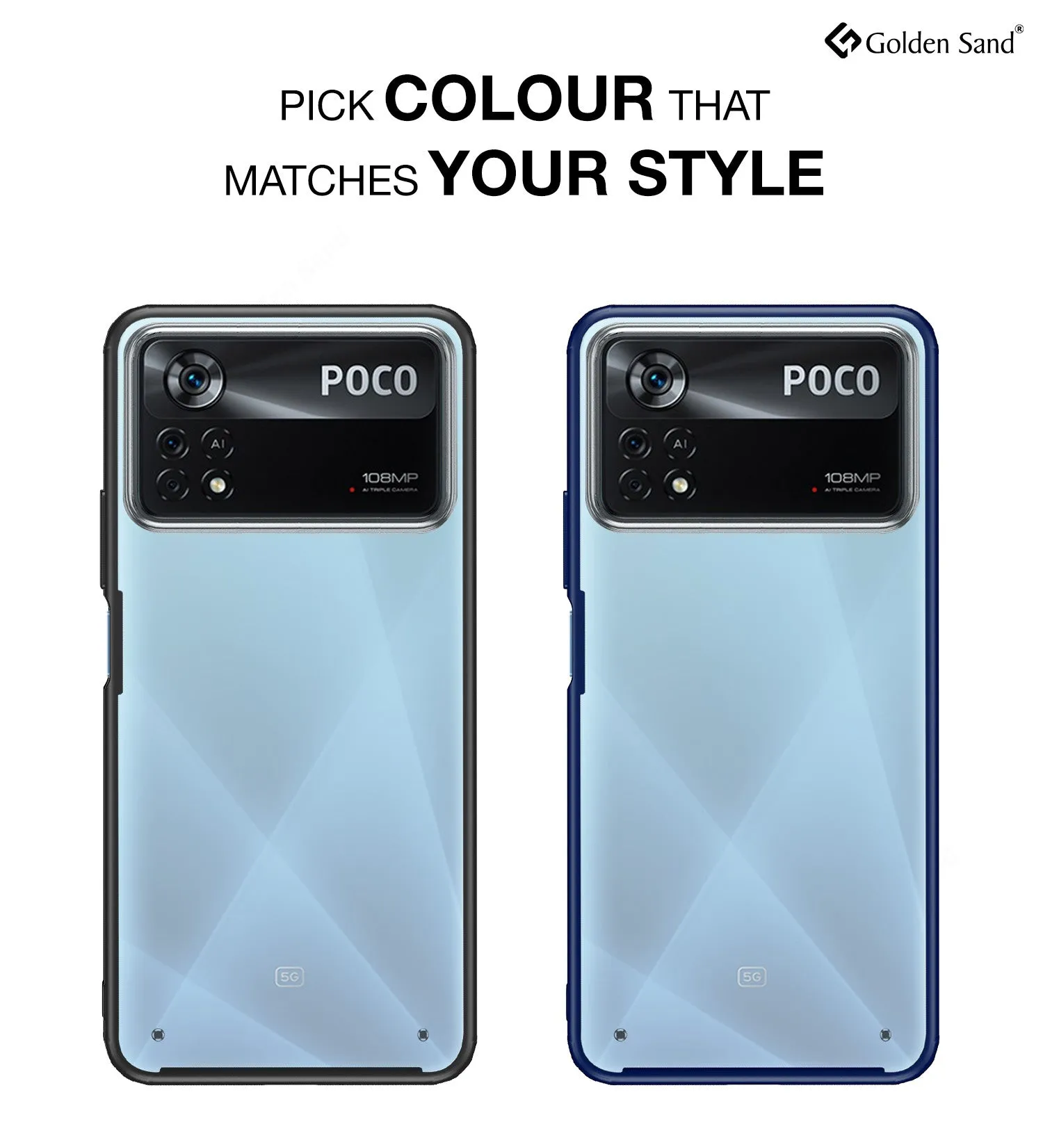 Rugged Frosted Semi Transparent PC Shock Proof Slim Back Cover for POCO X4 Pro 5G, 6.67 inch, Blue