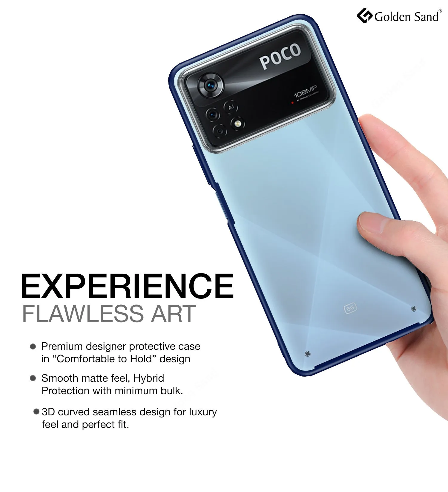 Rugged Frosted Semi Transparent PC Shock Proof Slim Back Cover for POCO X4 Pro 5G, 6.67 inch, Blue
