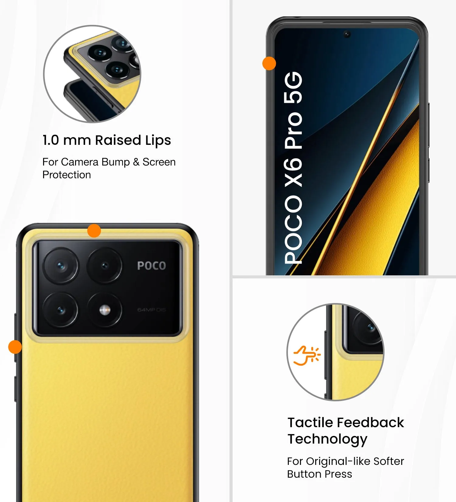 Rugged Frosted Semi Transparent PC Shock Proof Slim Back Cover for Poco X6 Pro 5G, 6.67 inch, Black