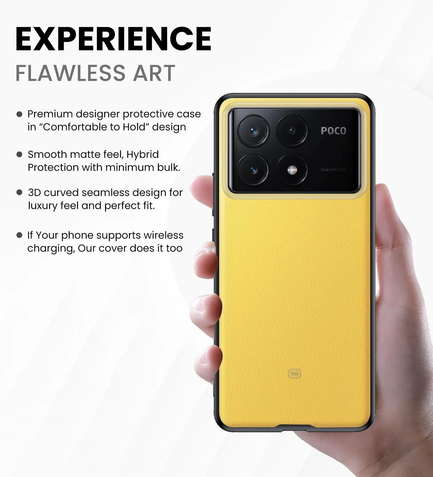 Rugged Frosted Semi Transparent PC Shock Proof Slim Back Cover for Poco X6 Pro 5G, 6.67 inch, Black