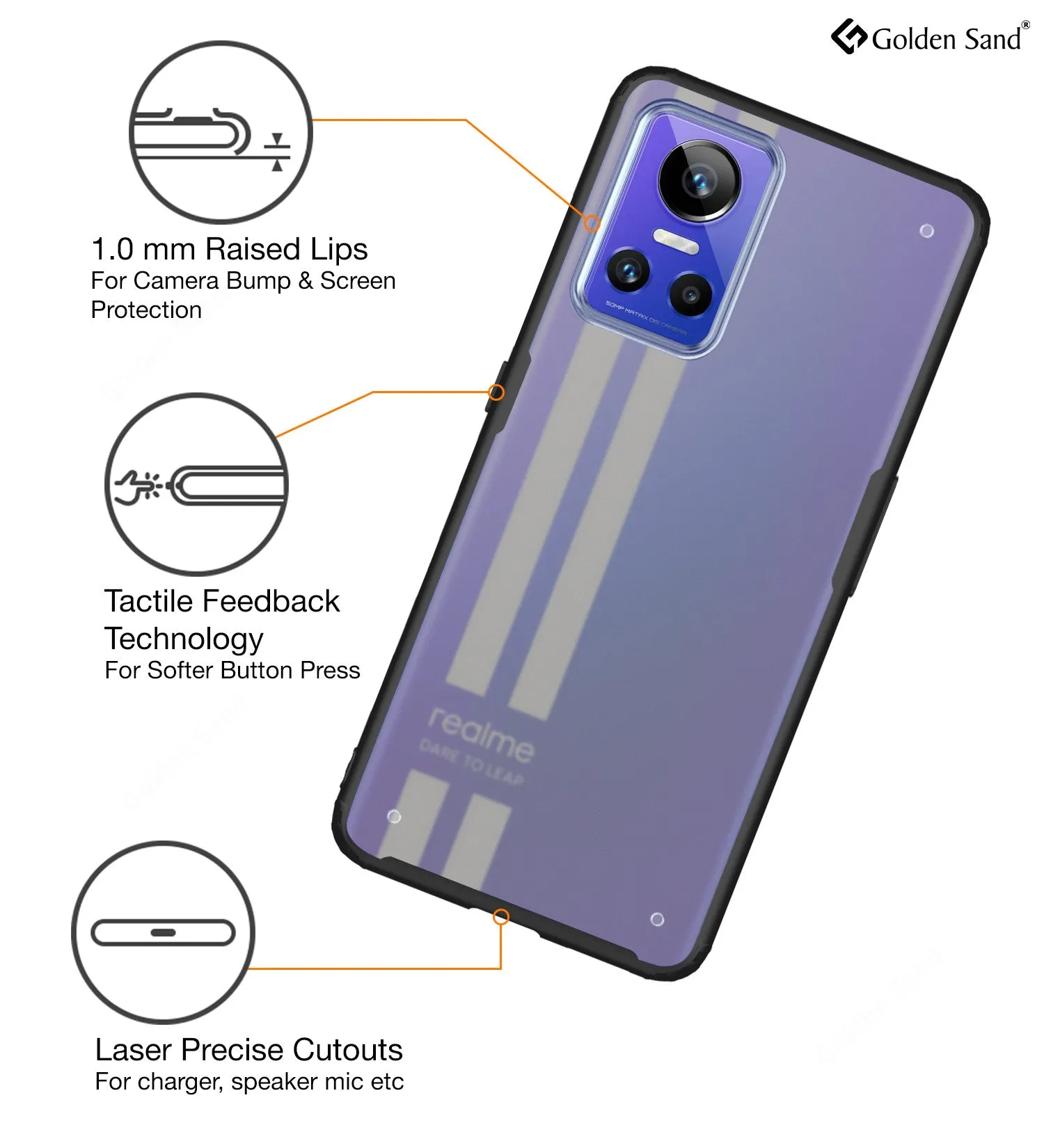 Rugged Frosted Semi Transparent PC Shock Proof Slim Back Cover for Realme GT Neo 3, 6.7 inch, Black