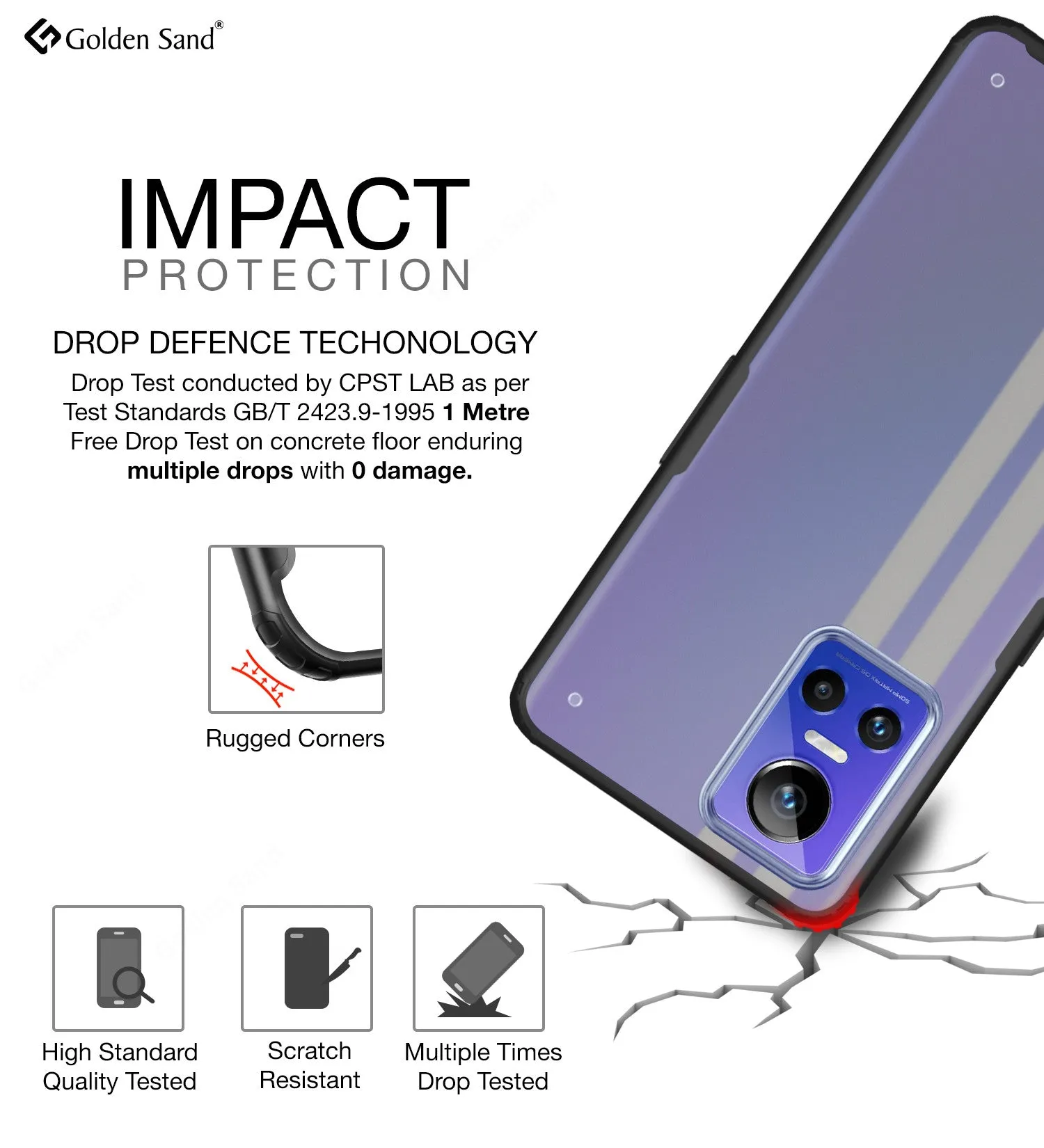 Rugged Frosted Semi Transparent PC Shock Proof Slim Back Cover for Realme GT Neo 3, 6.7 inch, Black