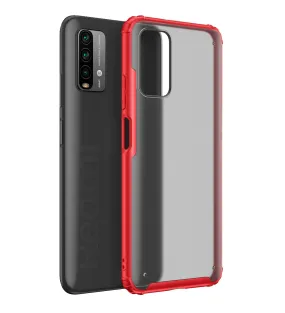 Rugged Frosted Semi Transparent PC Shock Proof Slim Back Cover for Redmi 9 Power, Fiery Red