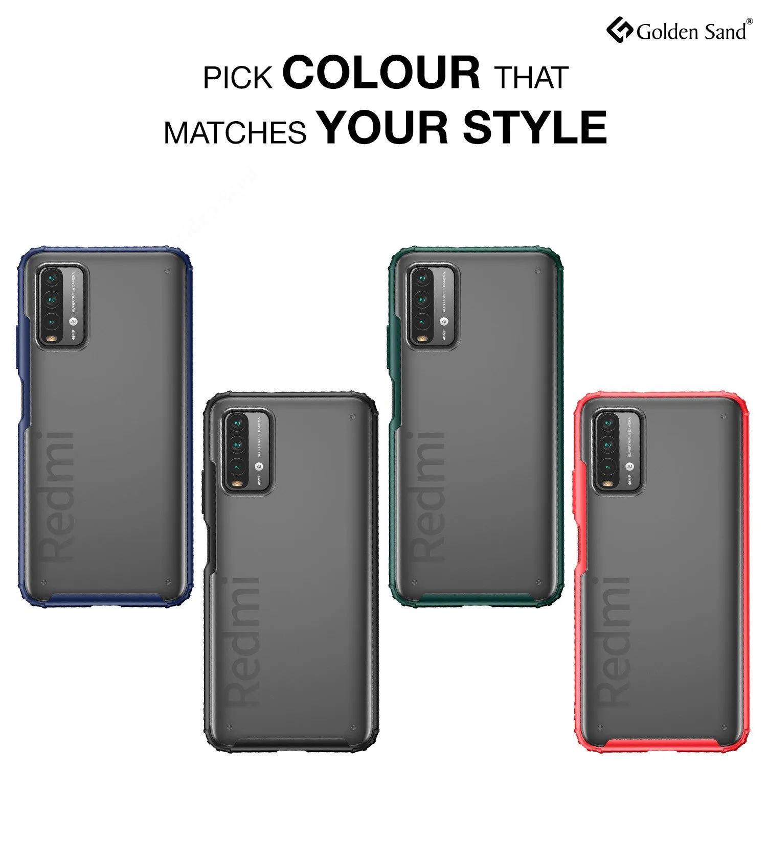 Rugged Frosted Semi Transparent PC Shock Proof Slim Back Cover for Redmi 9 Power, Fiery Red