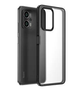 Rugged Frosted Semi Transparent PC Shock Proof Slim Back Cover for Redmi K50i, 6.6 inch, Black