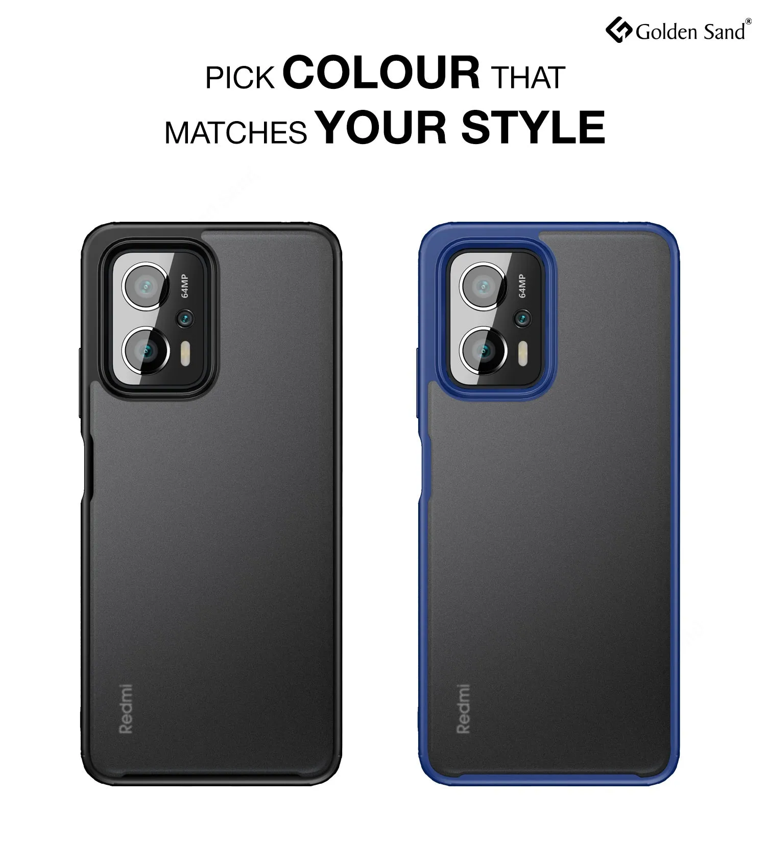 Rugged Frosted Semi Transparent PC Shock Proof Slim Back Cover for Redmi K50i, 6.6 inch, Black