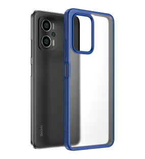 Rugged Frosted Semi Transparent PC Shock Proof Slim Back Cover for Redmi K50i, 6.6 inch, Blue