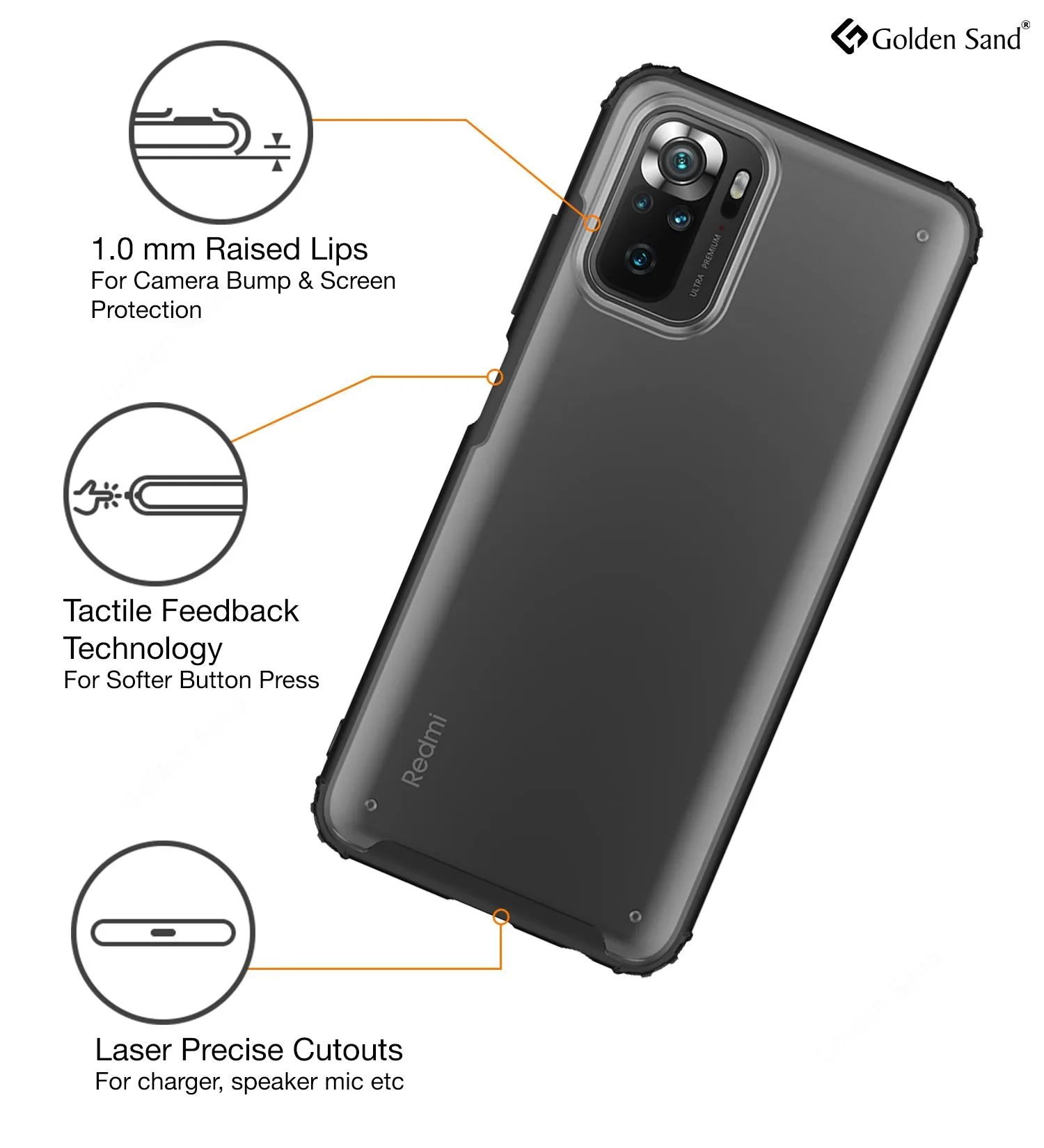 Rugged Frosted Semi Transparent PC Shock Proof Slim Back Cover for REDMI Note 11 SE, Xiaomi Redmi Note 10, Xiaomi Redmi Note 10S, 6.43 inch, Black