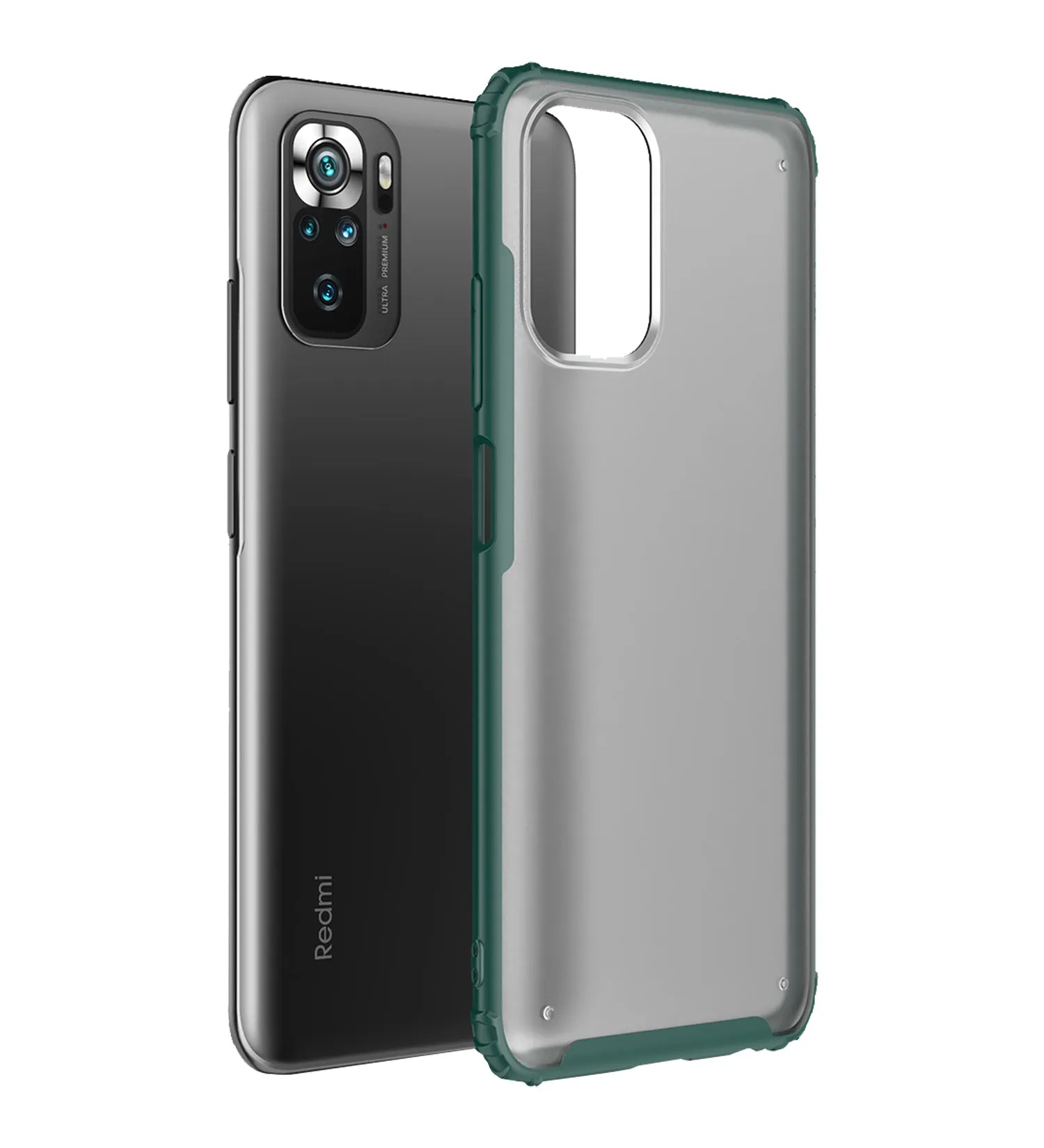Rugged Frosted Semi Transparent PC Shock Proof Slim Back Cover for REDMI Note 11 SE, Xiaomi Redmi Note 10, Xiaomi Redmi Note 10S, 6.43 inch, Green