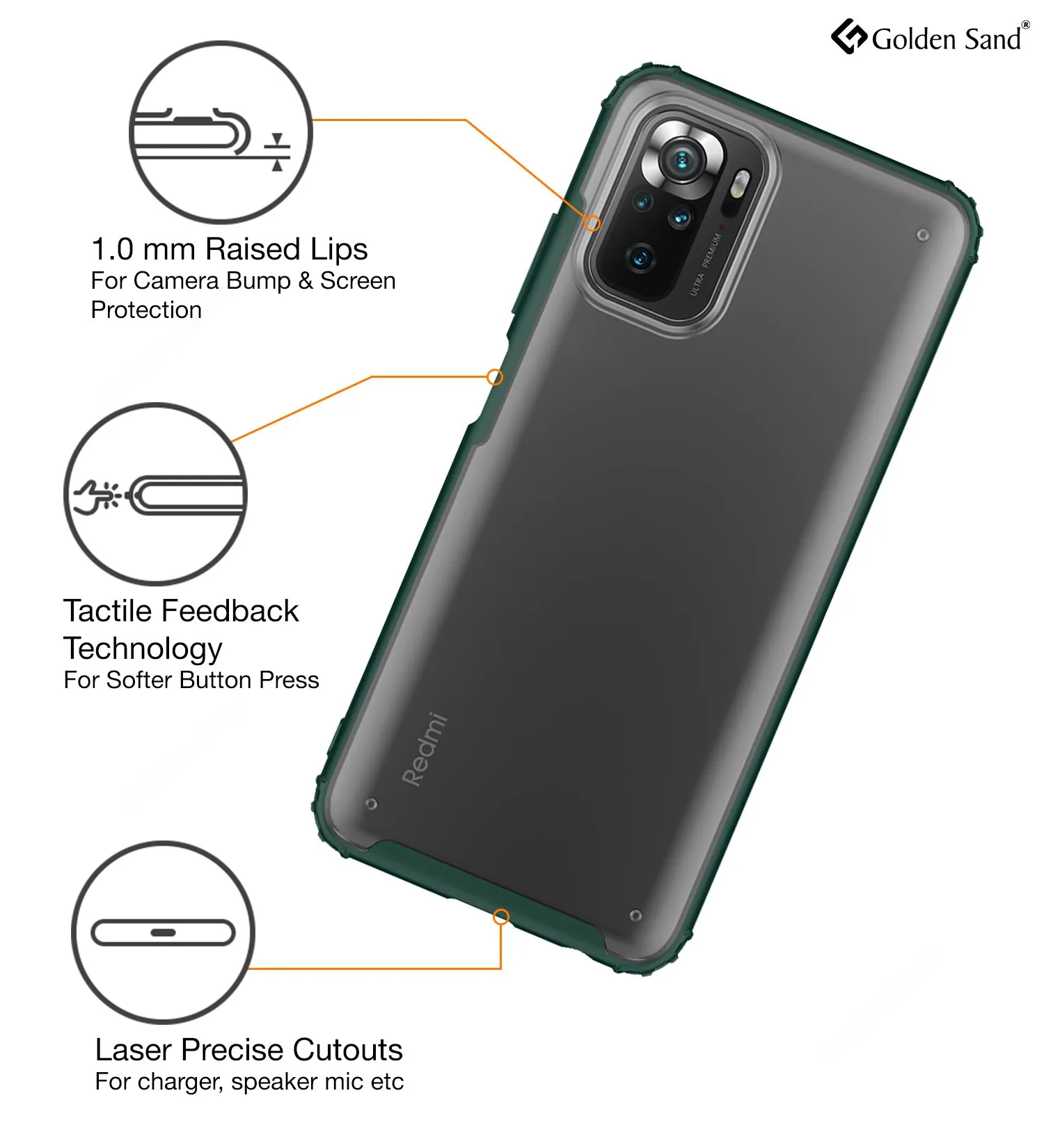 Rugged Frosted Semi Transparent PC Shock Proof Slim Back Cover for REDMI Note 11 SE, Xiaomi Redmi Note 10, Xiaomi Redmi Note 10S, 6.43 inch, Green
