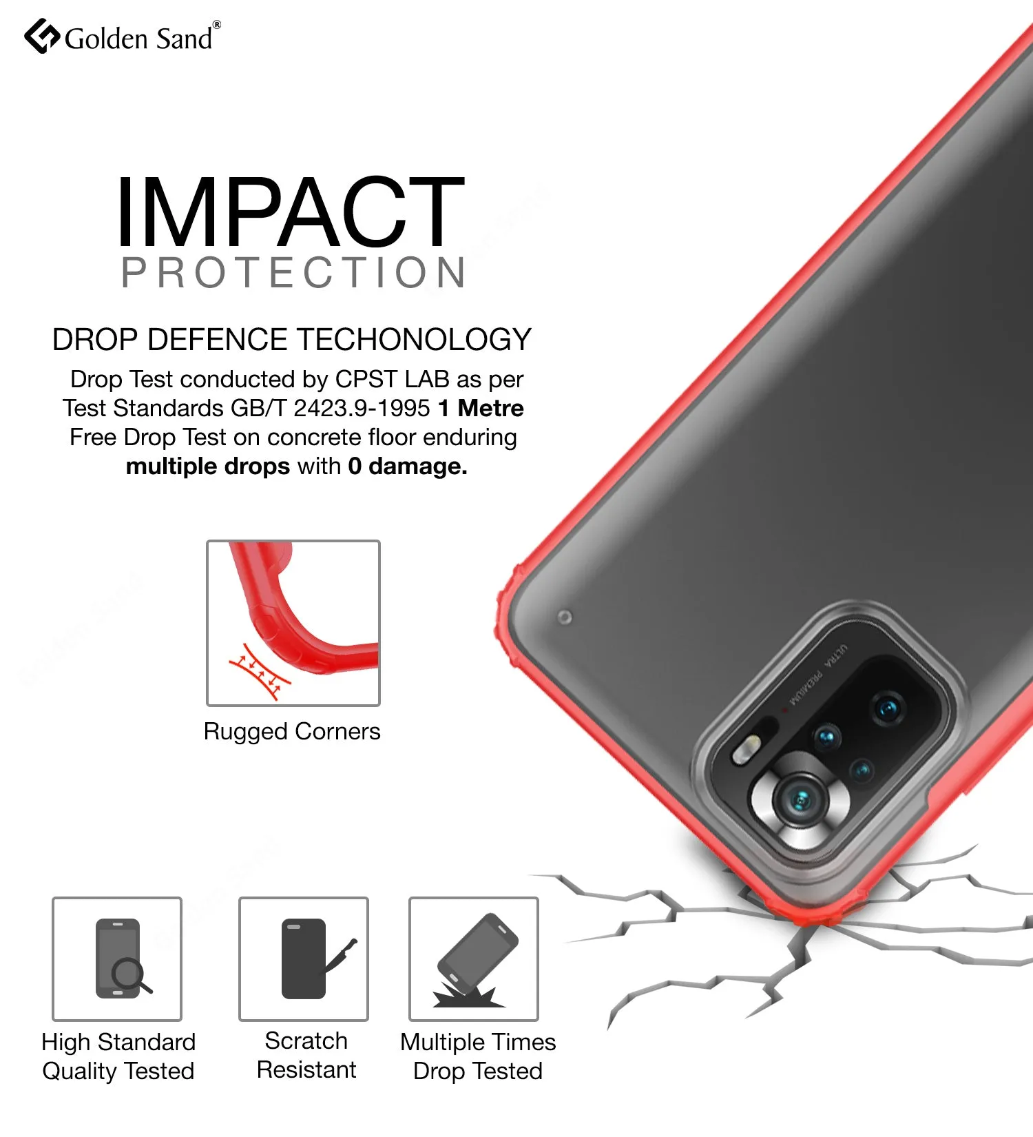 Rugged Frosted Semi Transparent PC Shock Proof Slim Back Cover for REDMI Note 11 SE, Xiaomi Redmi Note 10, Xiaomi Redmi Note 10S, 6.43 inch, Red