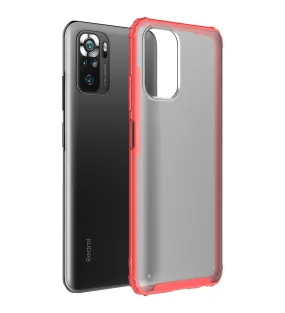 Rugged Frosted Semi Transparent PC Shock Proof Slim Back Cover for REDMI Note 11 SE, Xiaomi Redmi Note 10, Xiaomi Redmi Note 10S, 6.43 inch, Red