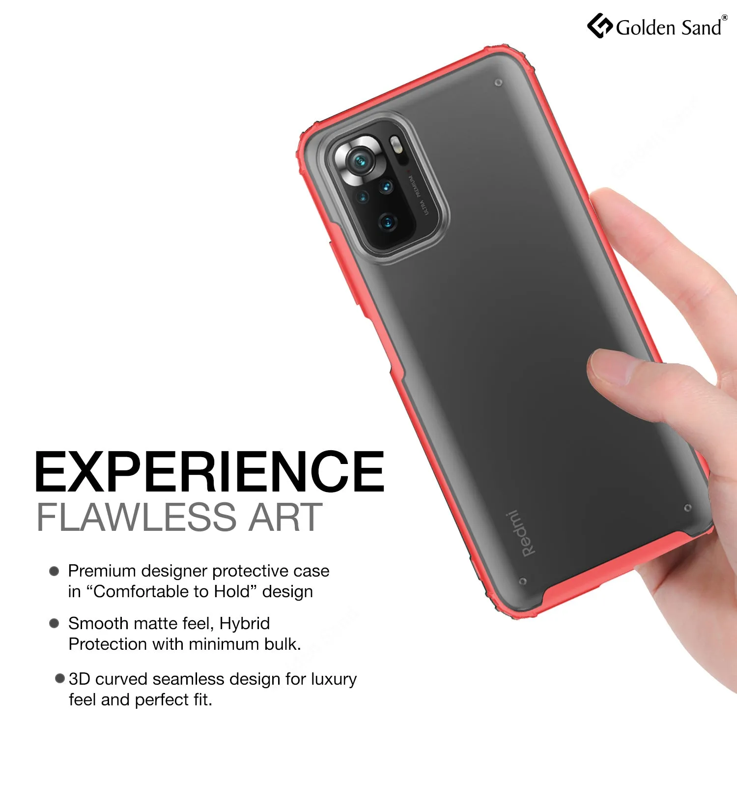 Rugged Frosted Semi Transparent PC Shock Proof Slim Back Cover for REDMI Note 11 SE, Xiaomi Redmi Note 10, Xiaomi Redmi Note 10S, 6.43 inch, Red