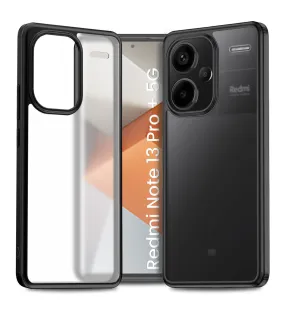 Rugged Frosted Semi Transparent PC Shock Proof Slim Back Cover for Redmi Note 13 Pro  Plus 5G, 6.67 inch, Black