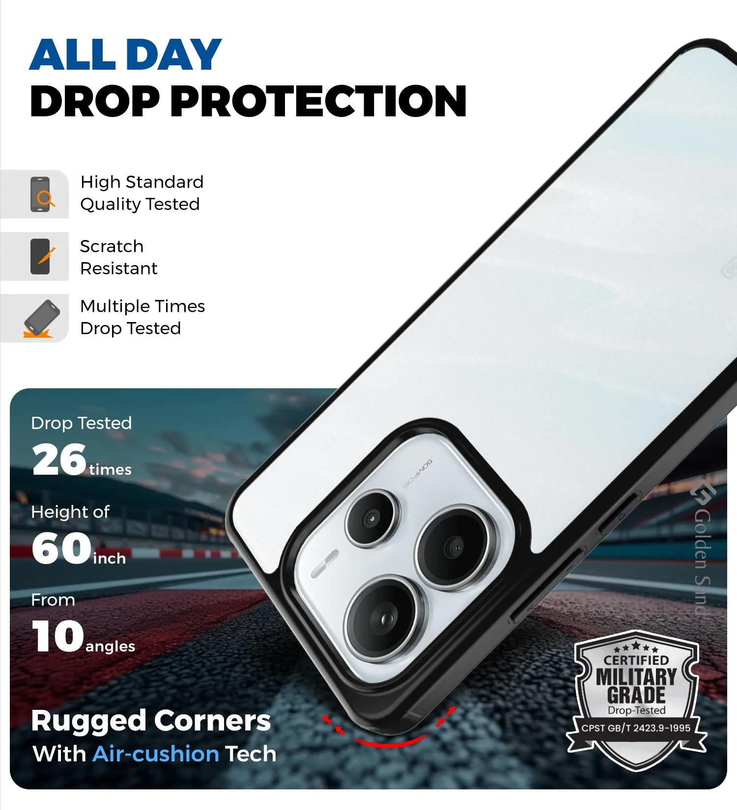 Rugged Frosted Semi Transparent PC Shock Proof Slim Back Cover for Redmi Note 14 5G, 6.67 inch, Black