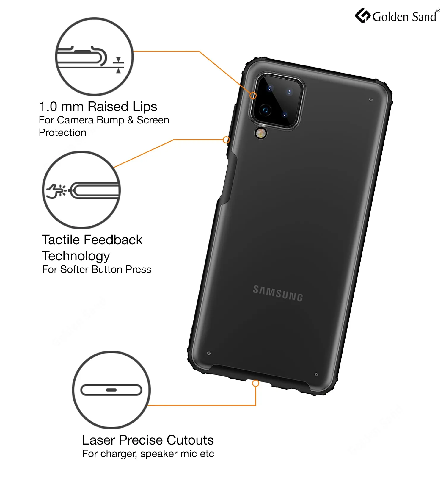 Rugged Frosted Semi Transparent PC Shock Proof Slim Back Cover for Samsung Galaxy A12, Samsung Galaxy M12, Samsung Galaxy F12, 6.5 inch, Black