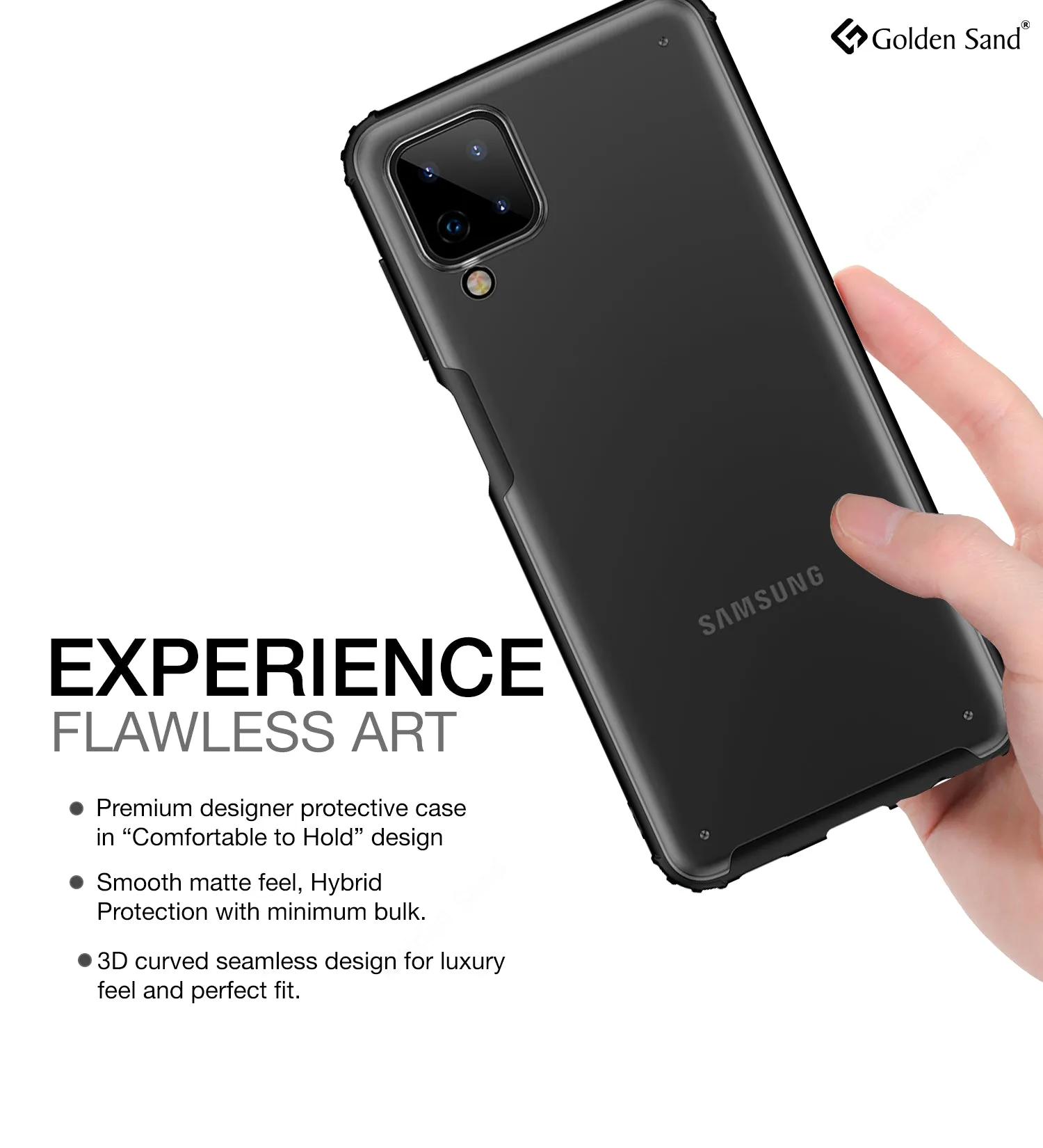 Rugged Frosted Semi Transparent PC Shock Proof Slim Back Cover for Samsung Galaxy A12, Samsung Galaxy M12, Samsung Galaxy F12, 6.5 inch, Black