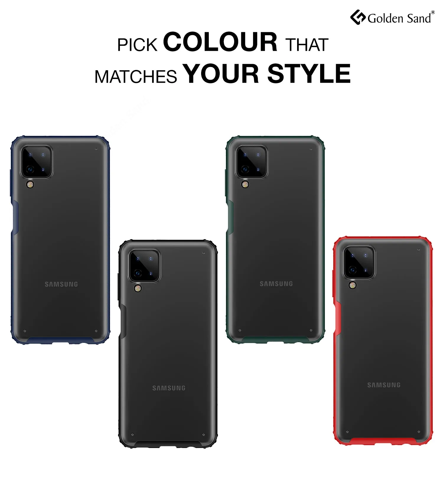 Rugged Frosted Semi Transparent PC Shock Proof Slim Back Cover for Samsung Galaxy A12, Samsung Galaxy M12, Samsung Galaxy F12, 6.5 inch, Black