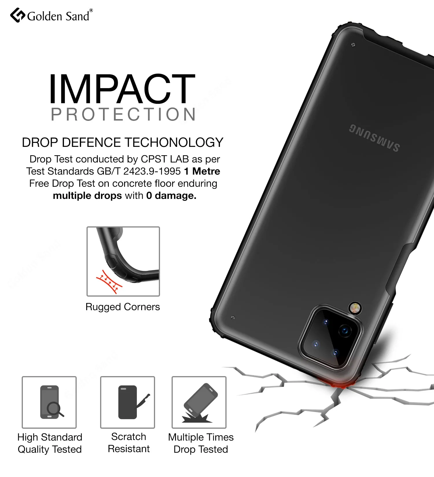 Rugged Frosted Semi Transparent PC Shock Proof Slim Back Cover for Samsung Galaxy A12, Samsung Galaxy M12, Samsung Galaxy F12, 6.5 inch, Black