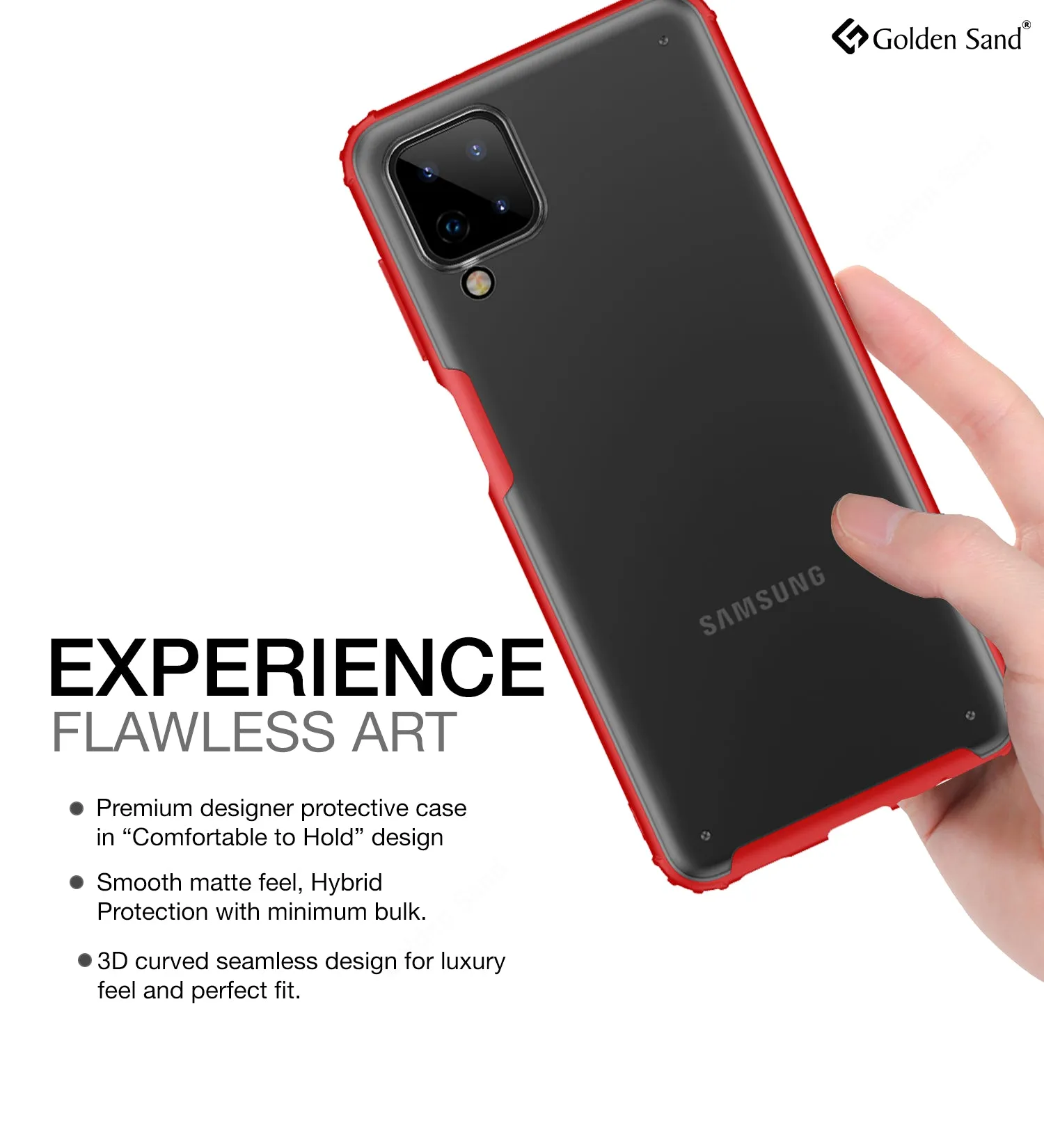 Rugged Frosted Semi Transparent PC Shock Proof Slim Back Cover for Samsung Galaxy A12, Samsung Galaxy M12, Samsung Galaxy F12, 6.5 inch, Red