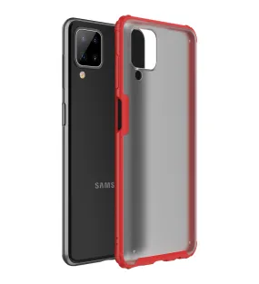 Rugged Frosted Semi Transparent PC Shock Proof Slim Back Cover for Samsung Galaxy A12, Samsung Galaxy M12, Samsung Galaxy F12, 6.5 inch, Red