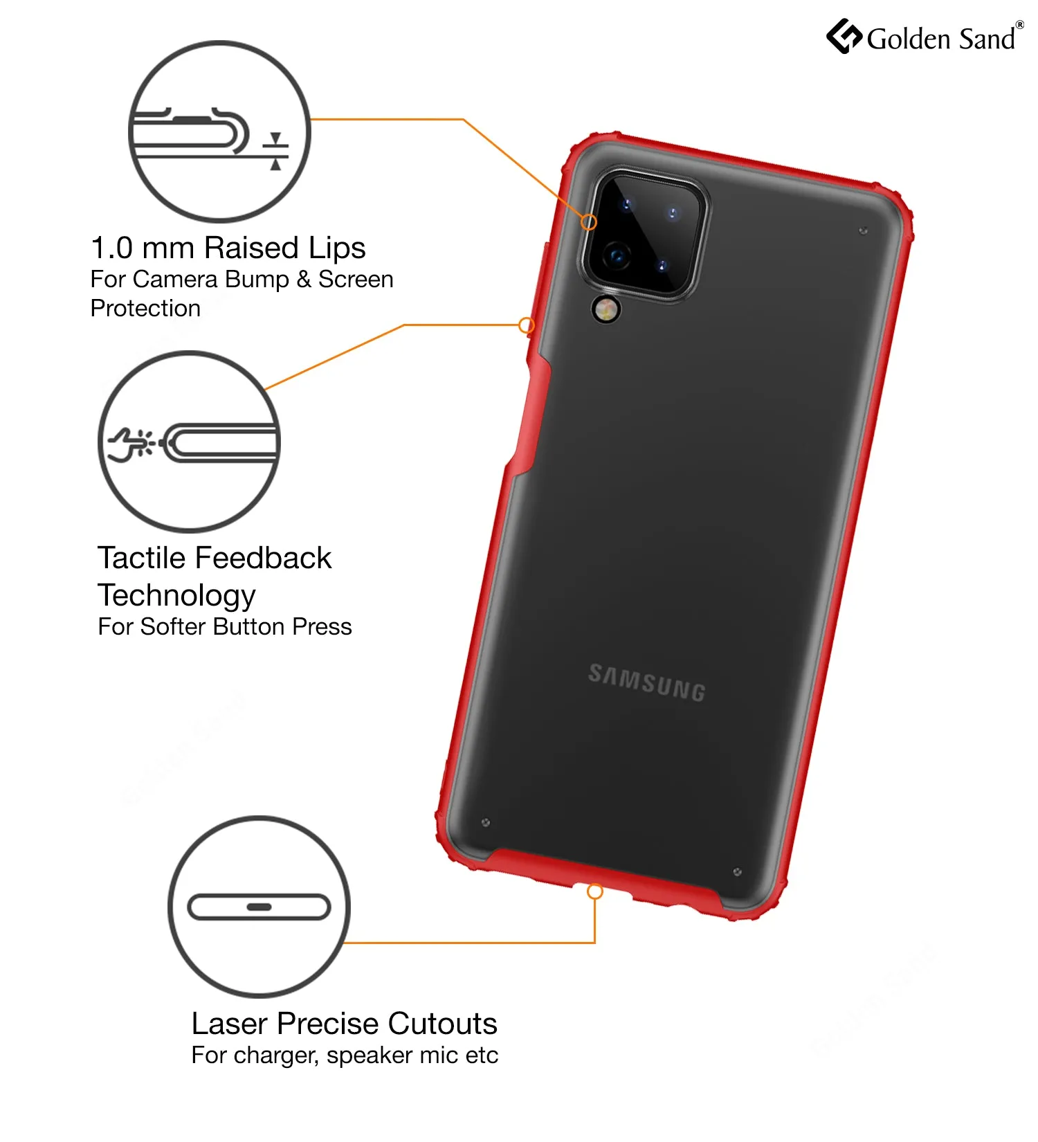 Rugged Frosted Semi Transparent PC Shock Proof Slim Back Cover for Samsung Galaxy A12, Samsung Galaxy M12, Samsung Galaxy F12, 6.5 inch, Red