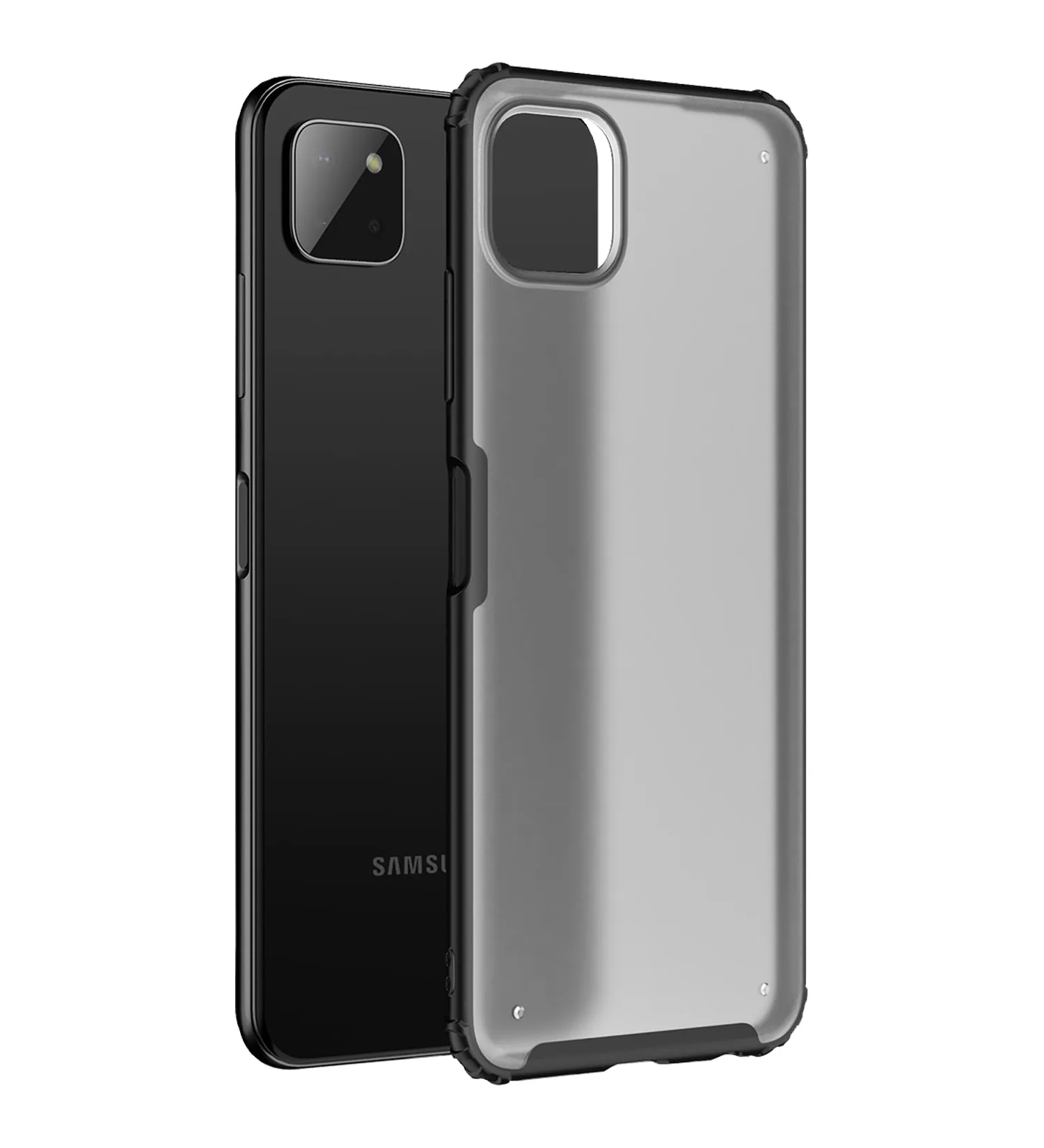 Rugged Frosted Semi Transparent PC Shock Proof Slim Back Cover for Samsung Galaxy A22 5G, Samsung Galaxy F42 5G, 6.6 inch, Black