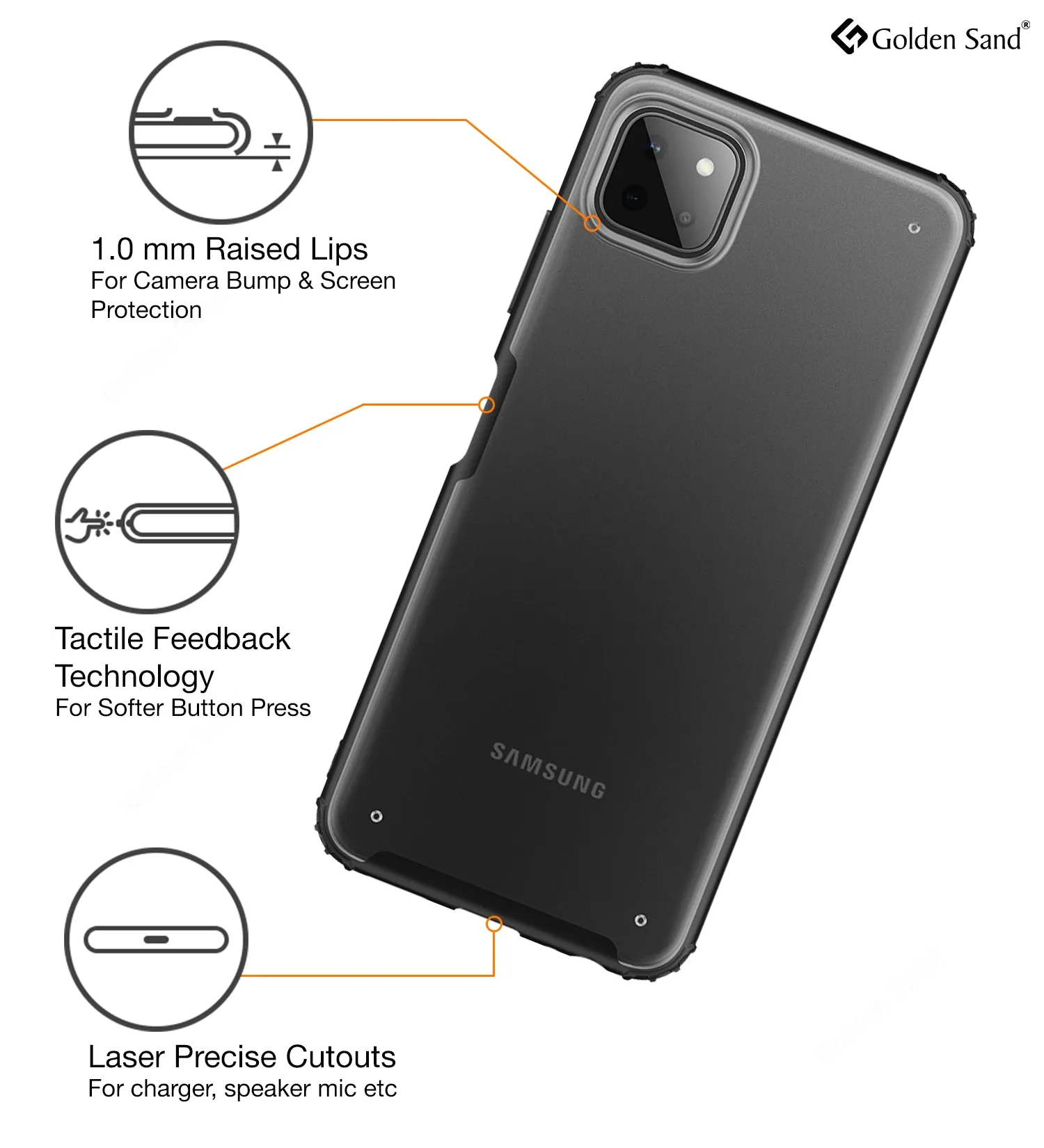 Rugged Frosted Semi Transparent PC Shock Proof Slim Back Cover for Samsung Galaxy A22 5G, Samsung Galaxy F42 5G, 6.6 inch, Black