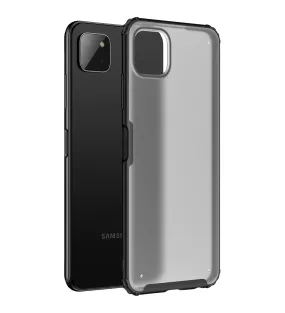 Rugged Frosted Semi Transparent PC Shock Proof Slim Back Cover for Samsung Galaxy A22 5G, Samsung Galaxy F42 5G, 6.6 inch, Black