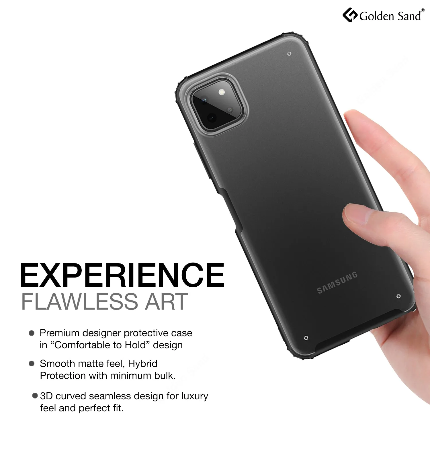 Rugged Frosted Semi Transparent PC Shock Proof Slim Back Cover for Samsung Galaxy A22 5G, Samsung Galaxy F42 5G, 6.6 inch, Black