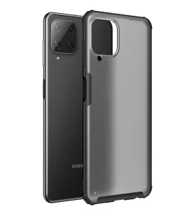Rugged Frosted Semi Transparent PC Shock Proof Slim Back Cover for Samsung Galaxy A22, 6.4 inch, Black